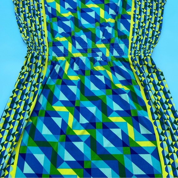 Roz & Ali Geometric Blue and Green Coverup Dress Size 14 - Picture 5 of 6
